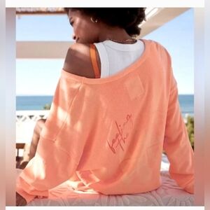 Aerie Summer Daze Sweatshirt, Iced Apricot, Size Large
